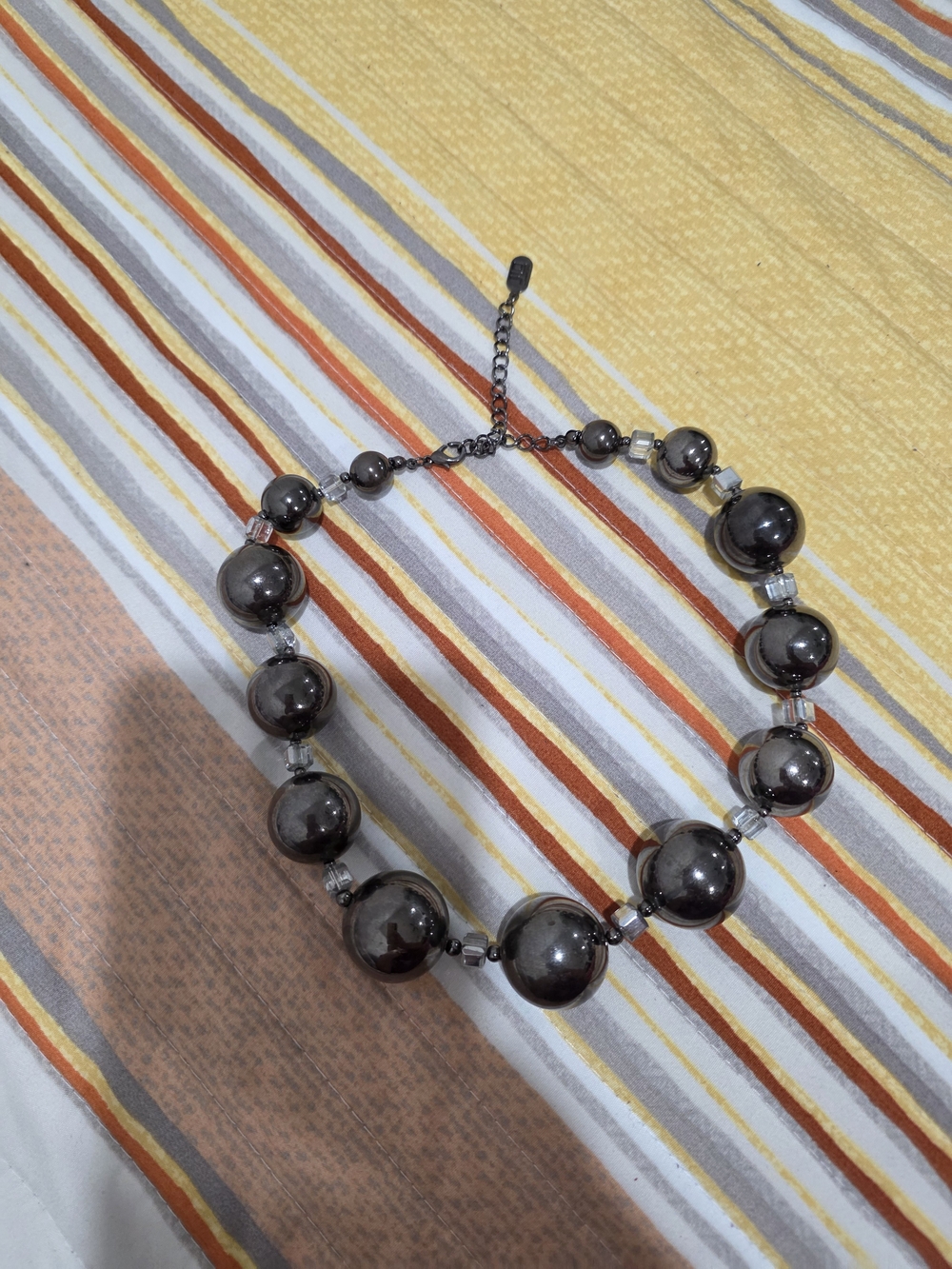 Jennifer Lopez Gunmetal Hematite Bead Choker Necklace